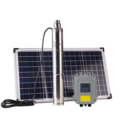 China Family homes 24v 48V DC solar power water pump brushless solar submersible pump for deep well for sale