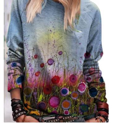 China 2021 New Fashion Sustainable Hoodie Women's Long Sleeve Flower Print Hoodie For Women for sale