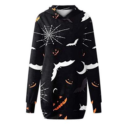 China 2021 Breathable Halloween Hoodie Pumpkin Print Plus Size Hoodie Women Long Sleeve Crewneck Sweatshirt Hoodie for sale