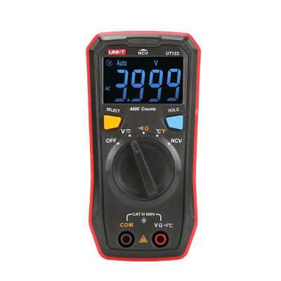 China Hot Sale UT123 Multi-tester AC DC Voltage Resistance Temperature Digital Multimeter Mini Portable Household Pocket Size for DIY 123 for sale