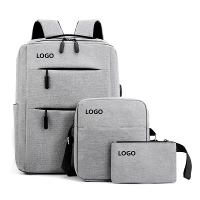 China With USB Wholesale 3 Pieces Laptop Bags Custom Fashionable Unisex Business College School Backpack for sale