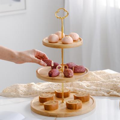 China Sustainable Three-Layer Cake Stand European Wedding Party Dessert Table Candy Fruit Dish Cake Display Home Table Decoration Trays for sale