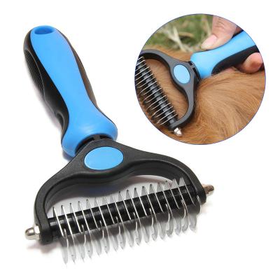 China Amazon Viable Double-Sided Comb Pets 2-in-1 Pet Grooming Brush Attachment Raked Pet Grooming Tool Grooming Throwing Tool for sale