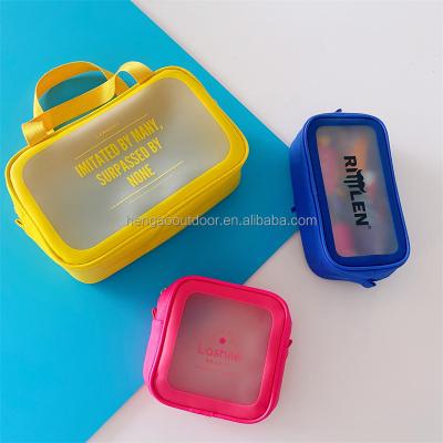 China 2021 Clear Custom Cosmetic Bag High Quality Beauty Item Makeup Brush Organizer PVC Bag Cosmetic Bag for sale