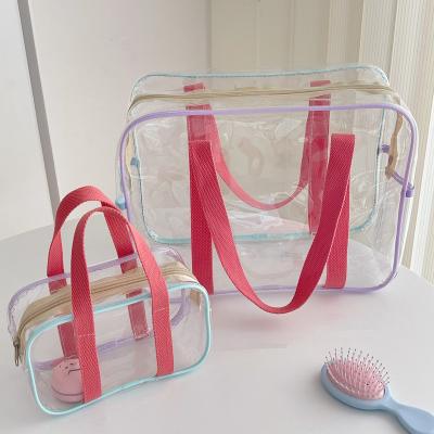 China Fashion PVC waterproof transparent bag large capacity handbag swimming beach outdoor storage bag cosmetics storage bag for sale