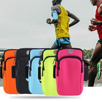 China Outdoor Sport Anti-theft Shoulder Double Layer Color Bag Holster Arm Holder Bag Mobile Phone Armpit Bag for sale