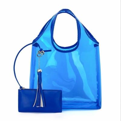 China Handled 2021 new products waterproof women hand beach carry bag shopping bag customer black pvc tote bag for sale