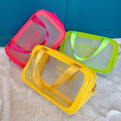 China Fashion Make Up Bag Travel Portable Clear Makeup Private Label Transparent Zipper Frosted PVC Cosmetic Bag for sale