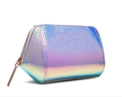 China Custom Fashion Factory Lady Makeup Bag Small Holographic Leather Cosmetic Bag for sale