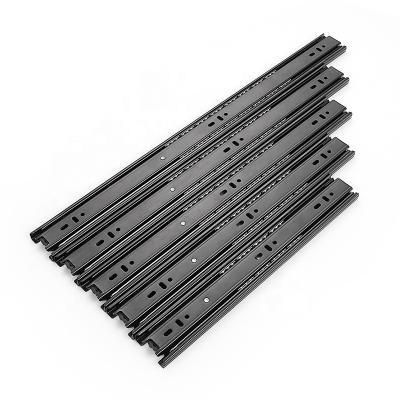 China Contemporary Electrophoresis 35mm Width 3 Times Black Full Extension Cabinet Drawer Slide for sale