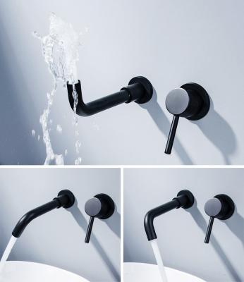 China 2022 New Design Hotel Water Faucet Thermostatic Bathroom Toilet Faucets Two Holes Black Wall Mounted Basin Faucet for sale