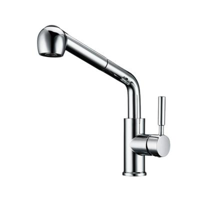 China Sense Brass Chrome Faucets Pull Down 360 Degree Rotating One Hole Kitchen Faucet With Ceramic Valve for sale