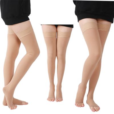 중국 Medical Thigh Toe Compression Stockings Antibacterial Unisex Open Compression Socks For Varicose Vein Stocking Socks20-30mmhg 판매용