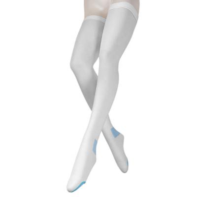 중국 QUICK DRY White Compression Stockings 15-20 mmHg With Inspect Toe Hole Anti Embolism Stockings High Thigh Compression Medical Socks 판매용