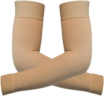 China Hot Sale 85%Nylon/15%Spandex Amazon Medical Premium 15-20mmHg Graduated Compression Arm Support With Silicon Top Band Elbow Sleeve en venta