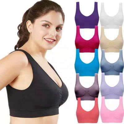 중국 Plus Size Women's Plus Size Sports Cover Up Yoga Gym Detachable Push Up Bra QUICK DRY Wireless Seamless Soft Bra Double Sleep Bra 판매용