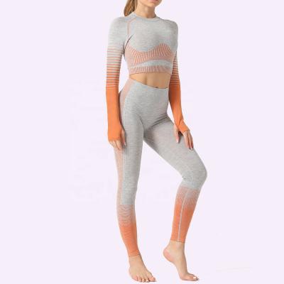 Cina Breathable Top Leggings Sport Set Women Fitness Tracksuit Workout Sports Long Sleeve Yoga Seamless Clothes in vendita