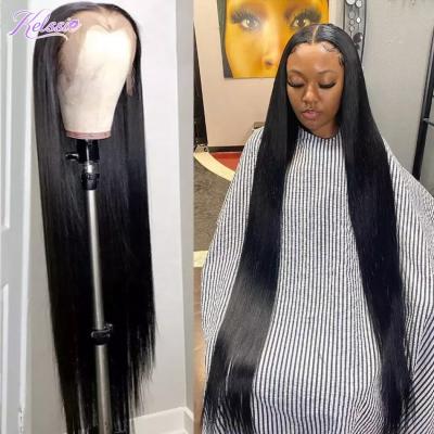 China Wholesale Silky Straight Wave Brazilian Pre Plucked Full Lace Front Wig, HD Transparent 13x4 13x6 Lace Frontal Human Hair Wig For Black Women for sale