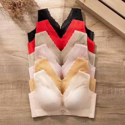 China Antibacterial Thin Bra Lace Up No Steel Ring Bra For Women Underwear Women Breast Closure Back Vest Sexy Bra for sale