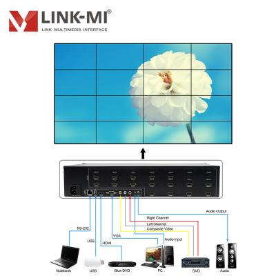 China 1x16 Splitter Mode LINK-MI 16 Left Video Wall 4x4 Controller For 16 LCD Monitors / TV HDMI VGA USB AV Input Video Splicing Box for sale