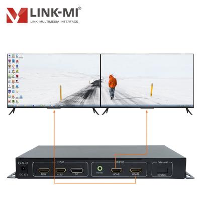 China LINK-MI 1x2 4K video wall controller 3840* 2160@60Hz mobile signal/HDMI/DP input remote IR rotation/knob LM-TV02-4K2K 180 degree control for sale