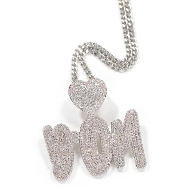 China Custom Hip Hop Hip Hop Cuban Cubic Zircon Alphabet Letter Name Cuban Cursive Pendant Initial Necklace for sale