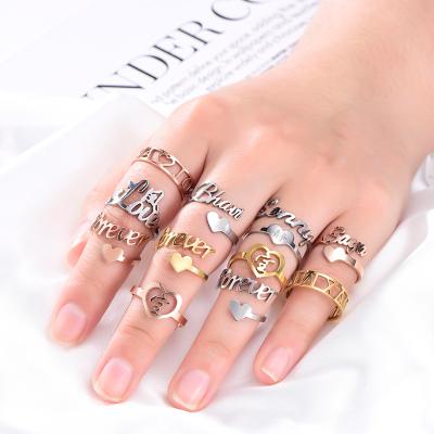 China CLASSIC 2020 hotsale personalized gold plated open tail custom name calling ring jewelry for girls for sale