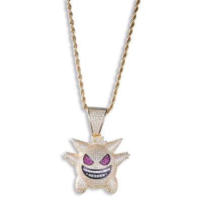 China Hiphop Jewelry Mens Necklace 6cm*4.6cm Gold Cartoon Pet Elf Ghost Medium Pendant Necklace Hiphop for sale