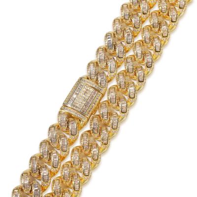 China Hiphop 14k 18k Gold Plated Full Brass CZ Micro Zircon Iced Out Cuban HipHop Choker Chain Necklace For Men for sale