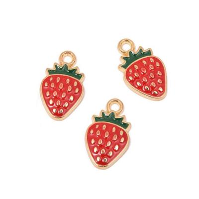 China Lead Free Zinc Alloy Enamel Strawberry Charm Enamel Fruit Charm for sale