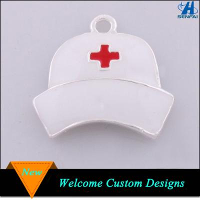 China Lead And Nickel Free Fashion To Medical Jewelry White Nurse Hat Enamel Charms For Nurse Wholesale Nurses Charms for sale