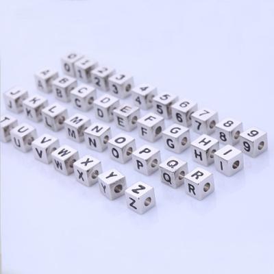 China Fashion Beads 2016 Yiwu Factory Wholesale 6mm Size Metal Alphabet Letter Beads for sale