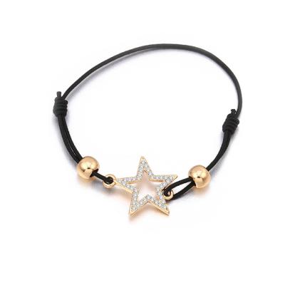 China Fashion HOT Jewelry Handmade Black Gold Rhinestone Adjustable Star Beads Bracelets For Gifts for sale