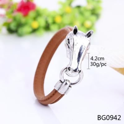 China 2017 fashion jewelry wholesale 4.20cm fashion jewelry wholesale 4.20cm brown leather antique silver bracelet for sale