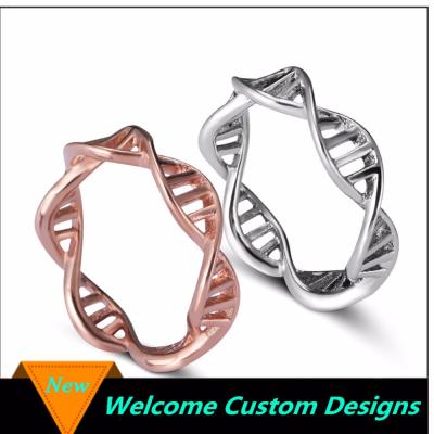 China Custom Rose Gold ALLOY Hollow Ring DNA /Gold /Silver Alloy Spiral Personality Molecules Boys Rings- for sale