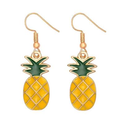 China Cute Enamel Pineapple Zinc Alloy Earrings Fruit Earrings for sale