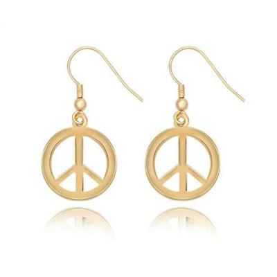 China Gold Color Cute Zinc Alloy Peace Symbol Dangle Earrings Peace Earrings for sale