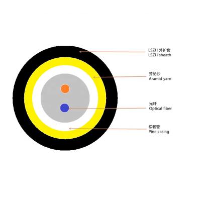 China OEM 1000m/roll LSZH outdoor fiber optic drop cable LSZH sheath single mode fiber optic cable G657A2 FTTH outdoor fiber optic cable 2 cores for sale