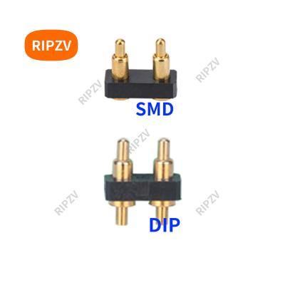 China 2 way with spring loaded DIP SMD pogo connection 2.54mm pitch pogo-pin male pin connector male pin connector single row 2Pin 0.1inch 0.1in 2p for sale