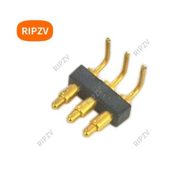 China 0.1000 Pitch 3 Pin Spring Loaded Right Angle Connectors RIPZV 0.1inch 2.54mm 1Amp Pogo Terminals 3p for sale