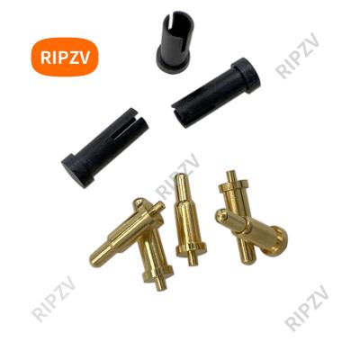 China 2x6.3mm Gold Plated Spring Loaded Connector Male Machinery Golf Cart Medical E-Bike Pad Customized Through 2x6.3mm Hole PCB Pogo Terminals for sale