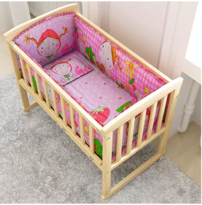 China HQSLP Environmental Protection Convertible Crib Folding Wooden Crib Luxury Cradle With Drawer for sale