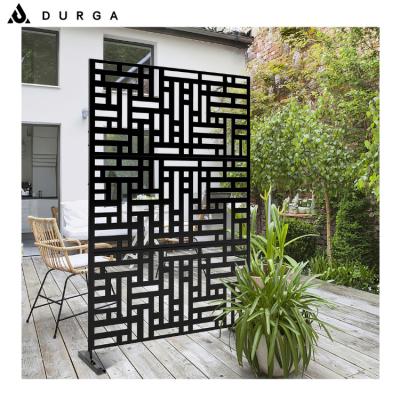 China Powder Coated Laser Cut Decorative Screen Wall Divider Panel Garden Black Privacy Screen for sale