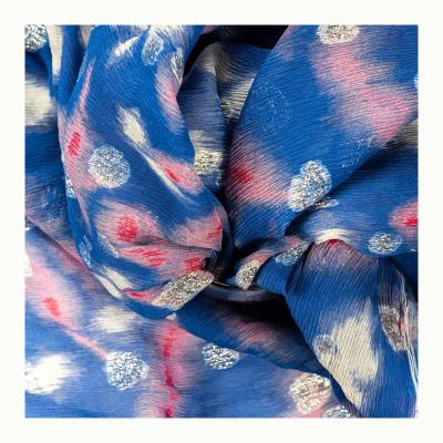 China 94%silk 6%leather 201144 Organic Silver Floral Silk Lurex Leather Metallic Fabric for sale