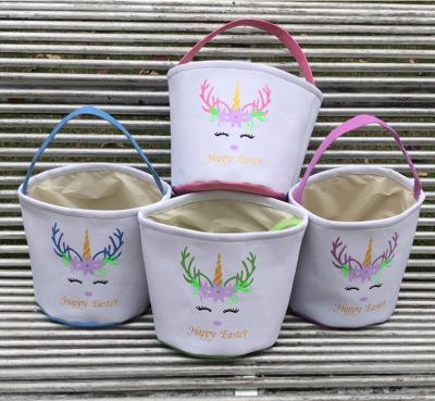 China 100% Eco-Friendly Wholesale Baskets Bunny Face Bucket Easter Eggs Tote Bags Happy Easter RTS Rabbit Easter Decorations for sale