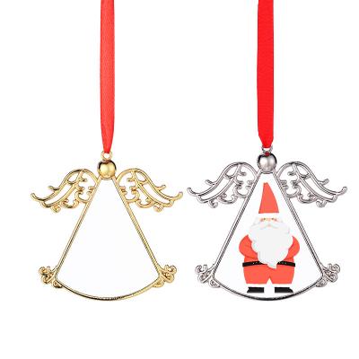 China 2021 Festival Decoration Sublimation NEW Masks Wing Ornament Xmas Tree Gift Xmas Ornaments DIY Metal Corner Pendants for sale