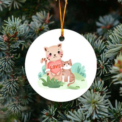 China Eco-friendly Merry Christmas Wooden Pendants Round Shape Ornaments Christmas Tree Ornaments Hanging Decorations Home Christmas Gifts for sale