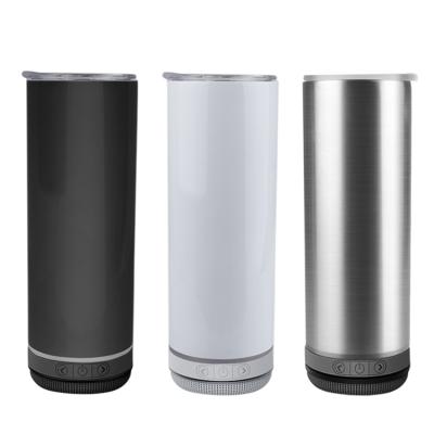 China Viable Straight Double Wal Stainless Steel Sublimation Tumbler Music Mug 500ml Straight Wireless Tumbler With Speaker Gift Mugs for sale