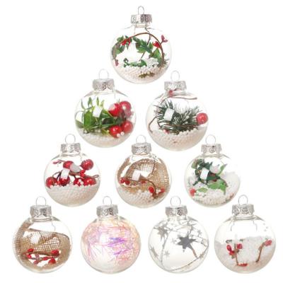 China Around 2021 Hot Selling DIY Transparent Christmas Ball Beautiful Gift For Children 8cm Hollow Sphere Plastic Christmas Ball For Tree for sale