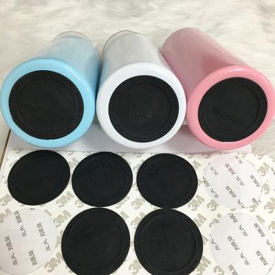 China Self Adhesive Round Stocked Rubber Coaster For 20oz 30oz Lean Tumbler Bottom Protective Sticker Waterproof Heat Resistant Pad for sale